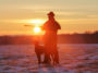 chasseur chien coucher de soleil fusil