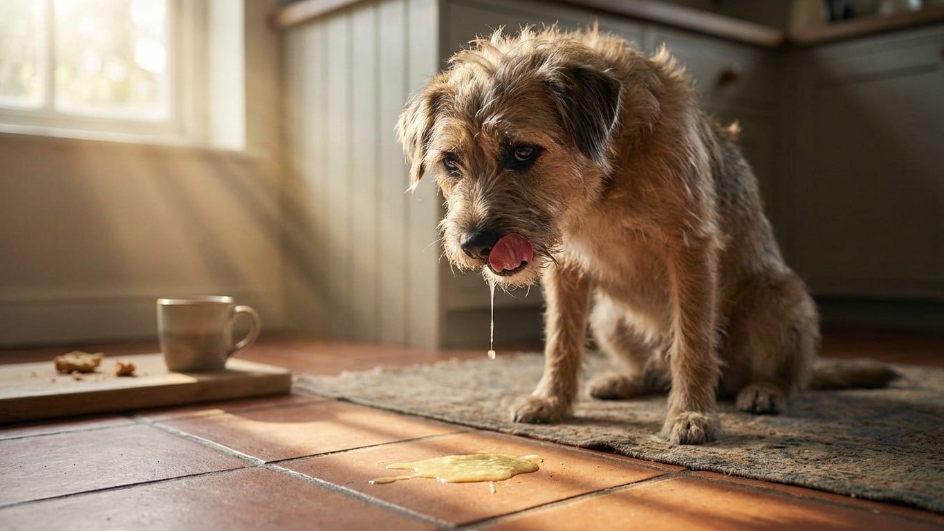 Chien qui vomit : causes, symptômes associés et quand consulter