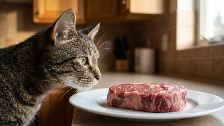 Donner de la viande crue à son chat : avantages et précautions