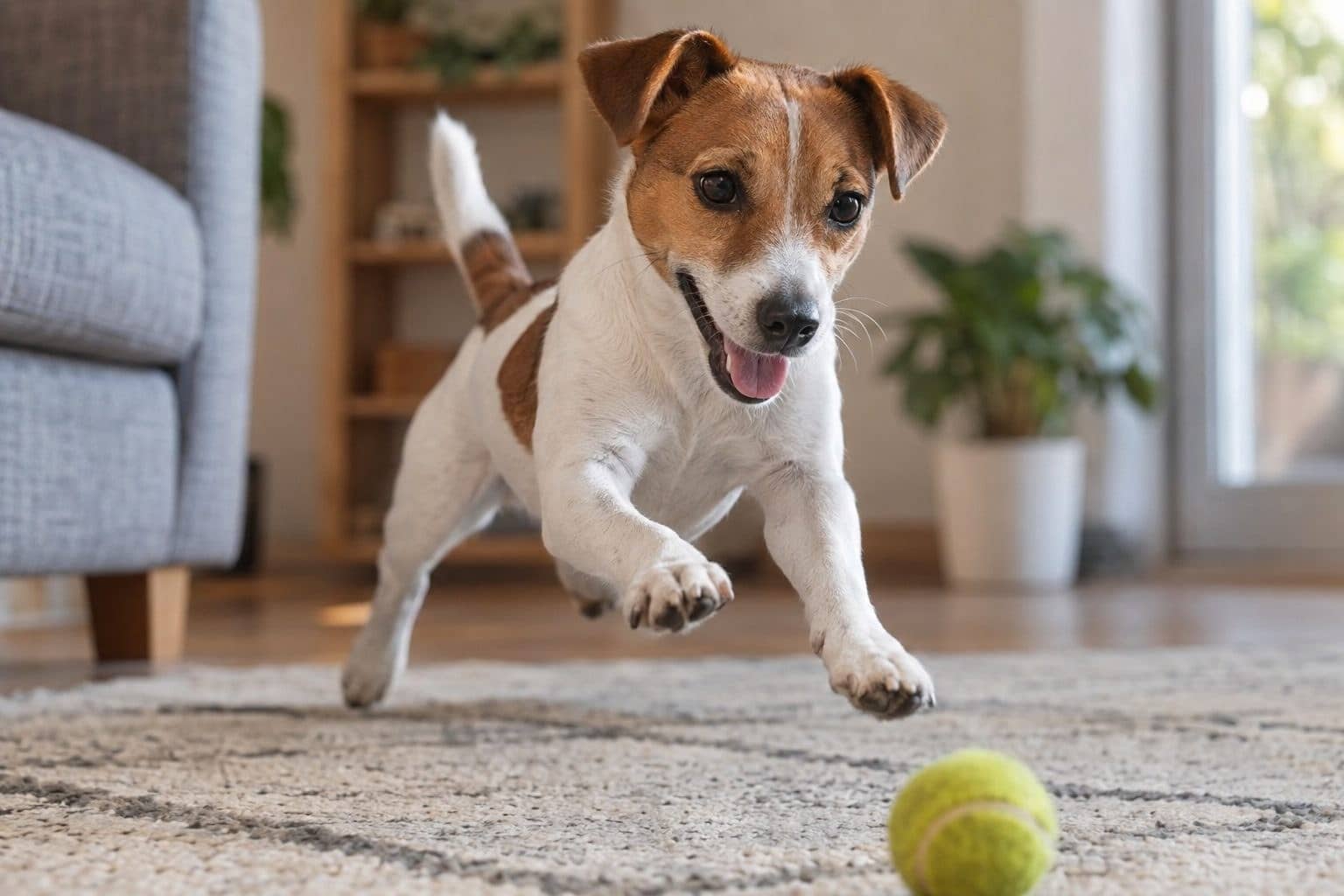 Jack Russell Terrier jouant avec enthousiasme