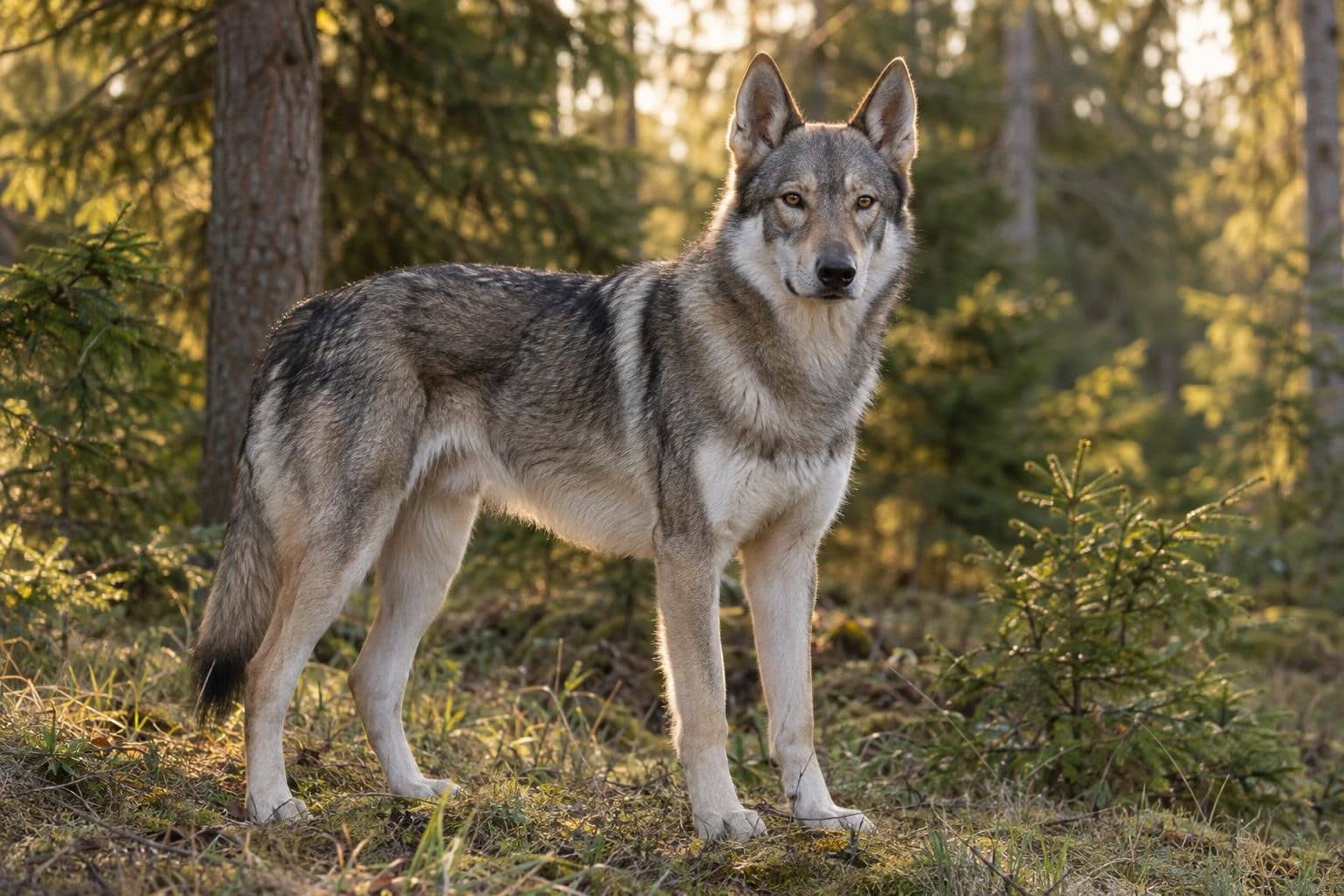 Chien-Loup Tchécoslovaque en position de vigilance