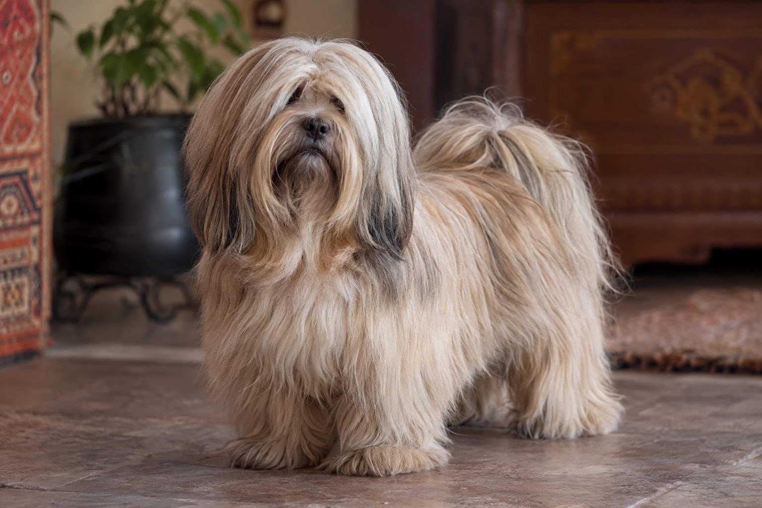 Lhassa Apso tibétain avec long pelage