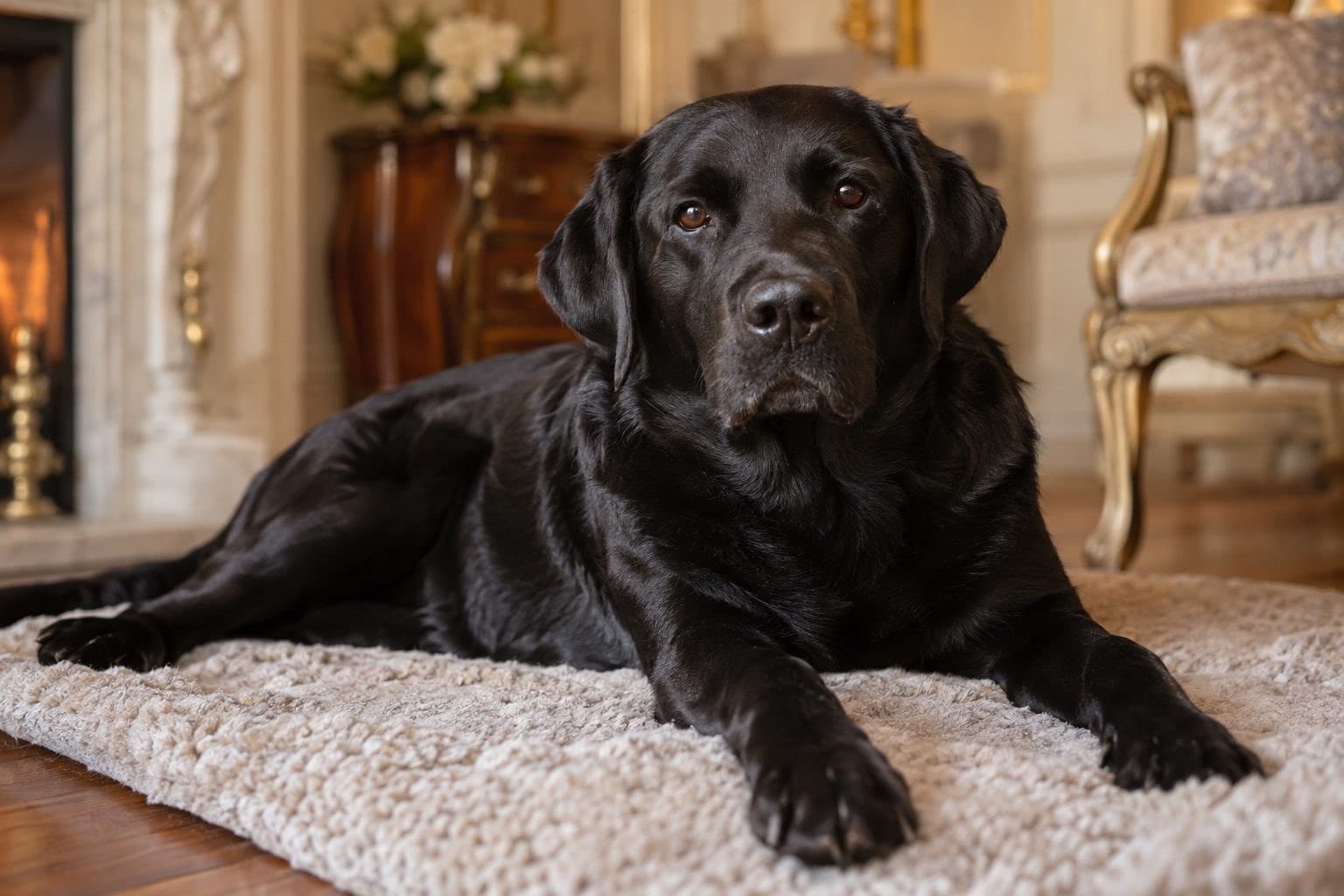 Labrador noir femelle au repos en intérieur