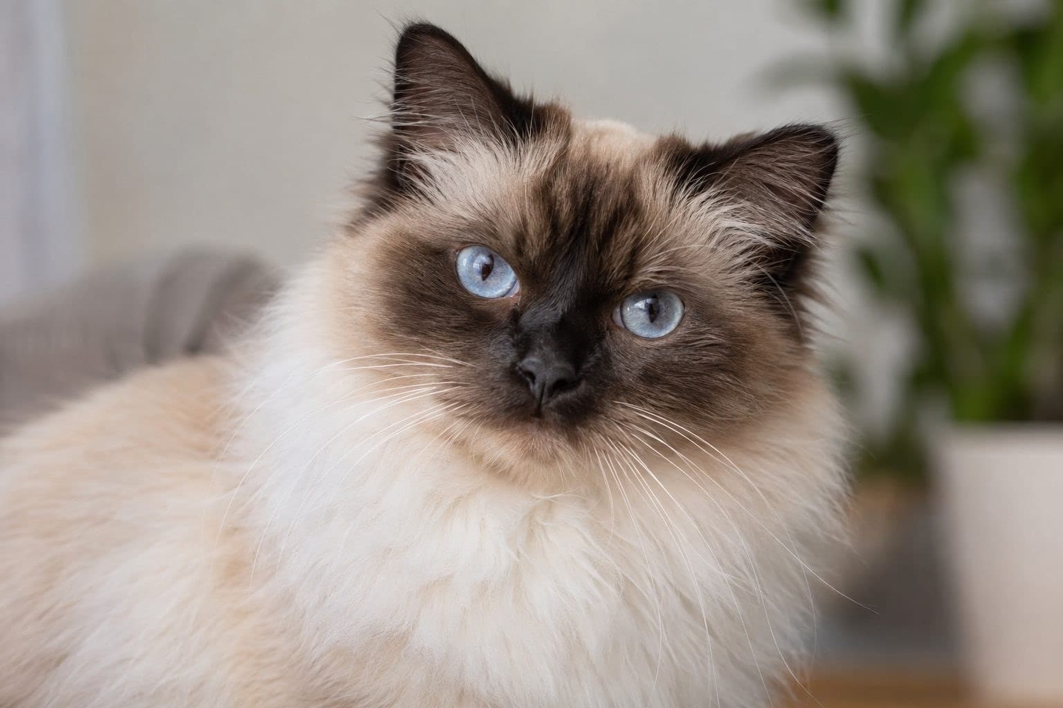 Portrait du Sacré de Birmanie montrant ses caractéristiques distinctives