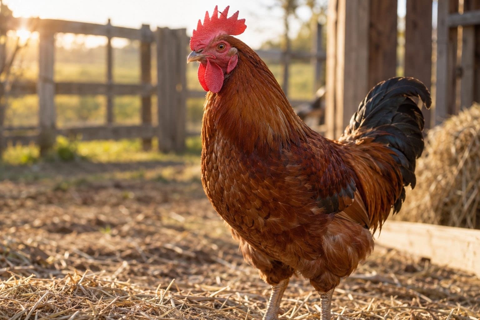 Portrait de Ryan Gosling représenté symboliquement par un poulet domestique (Gallus gallus domesticus)