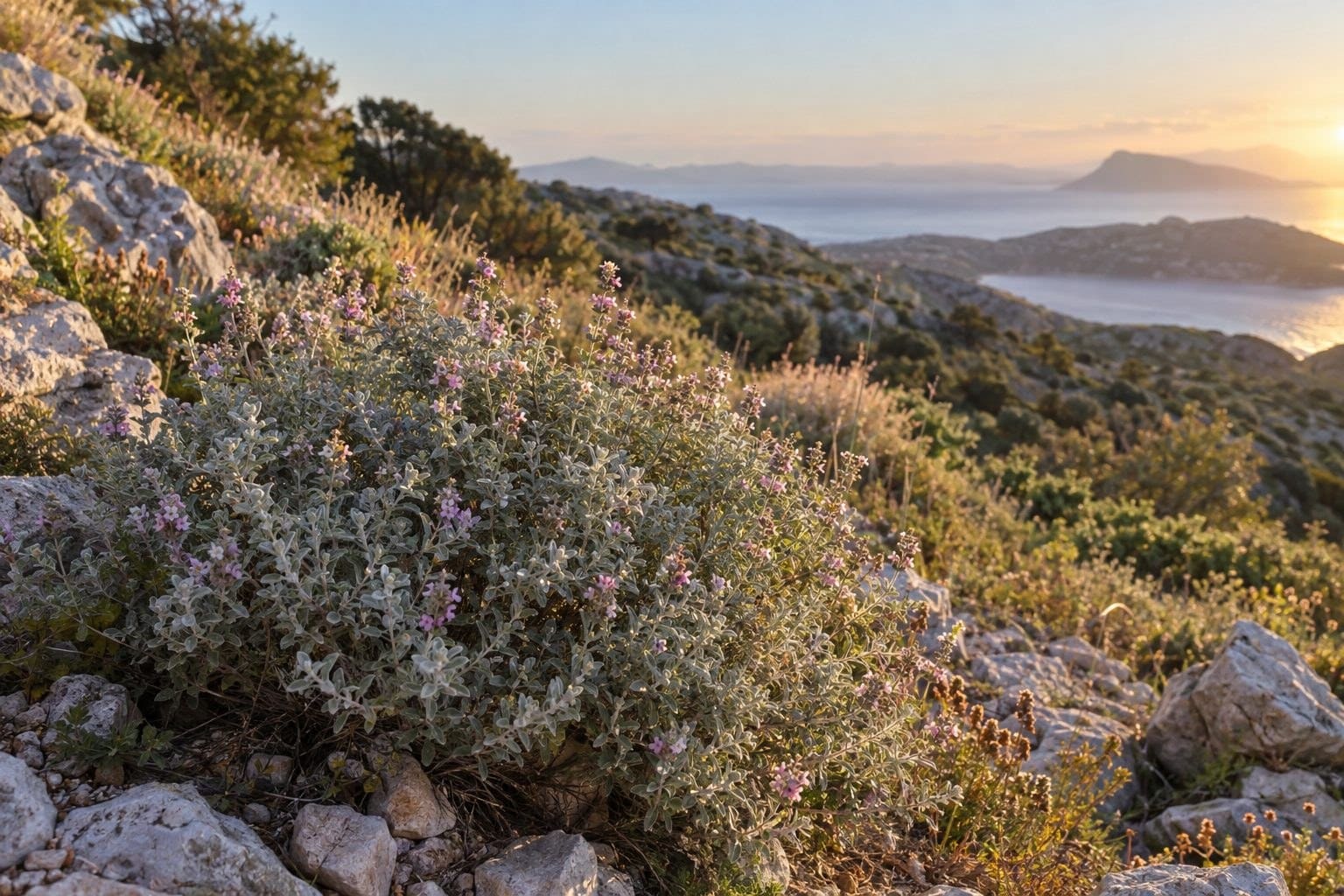 Germandrée (Teucrium marum) - buisson argenté dans son habitat