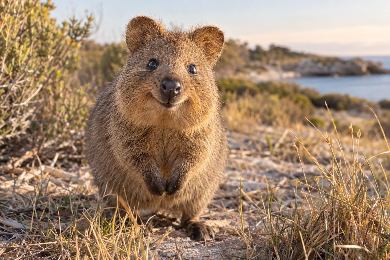 Quokka souriant de face