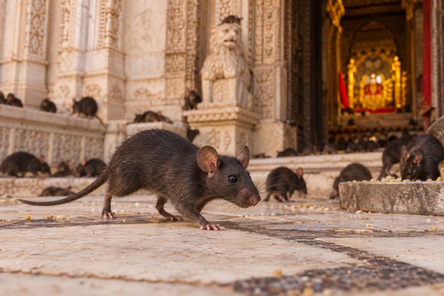 Rats sacrés au temple de Karni Mata