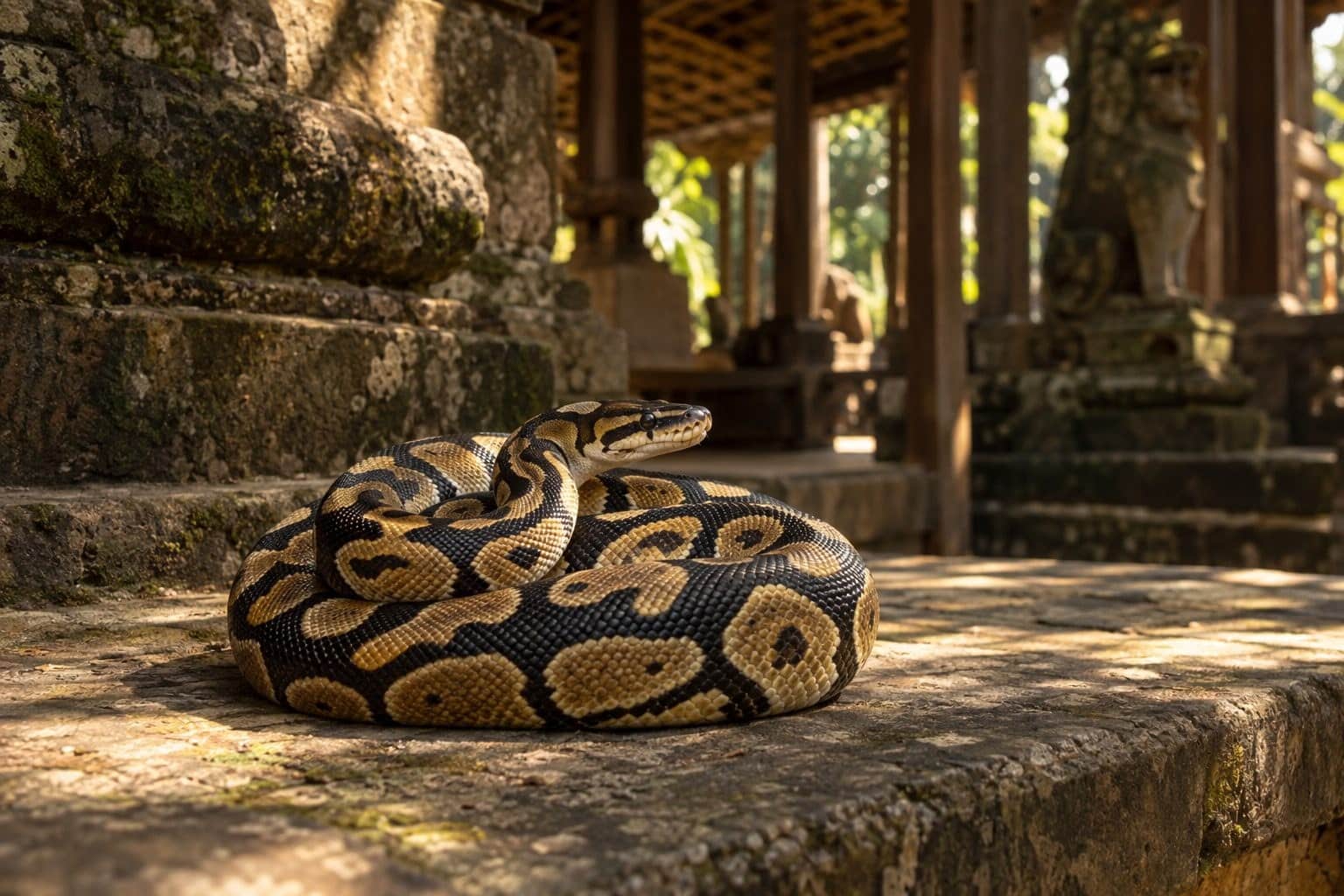 Python royal dans un temple africain