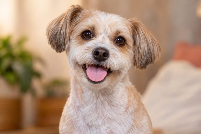 Portrait adorable d'un petit chien bien soigné, propre et heureux après sa transformation