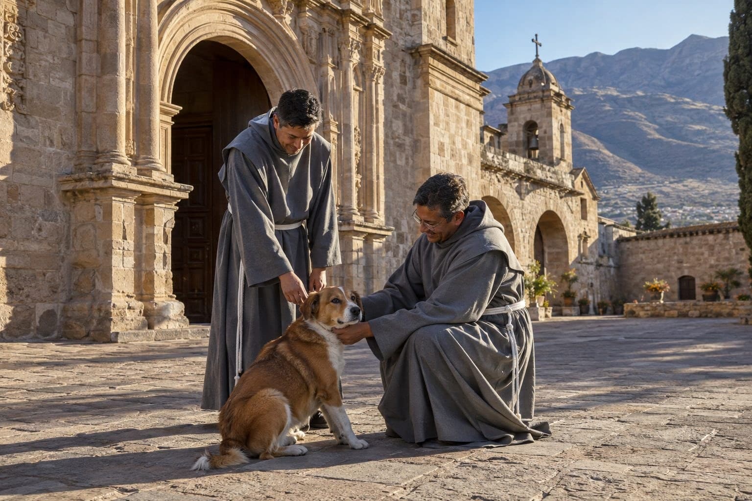 Un chien errant adopté par des moines dans un monastère bolivien