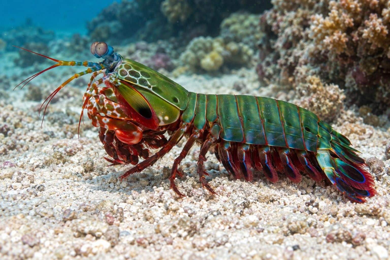 Squille multicolore adulte montrant sa coloration caractéristique