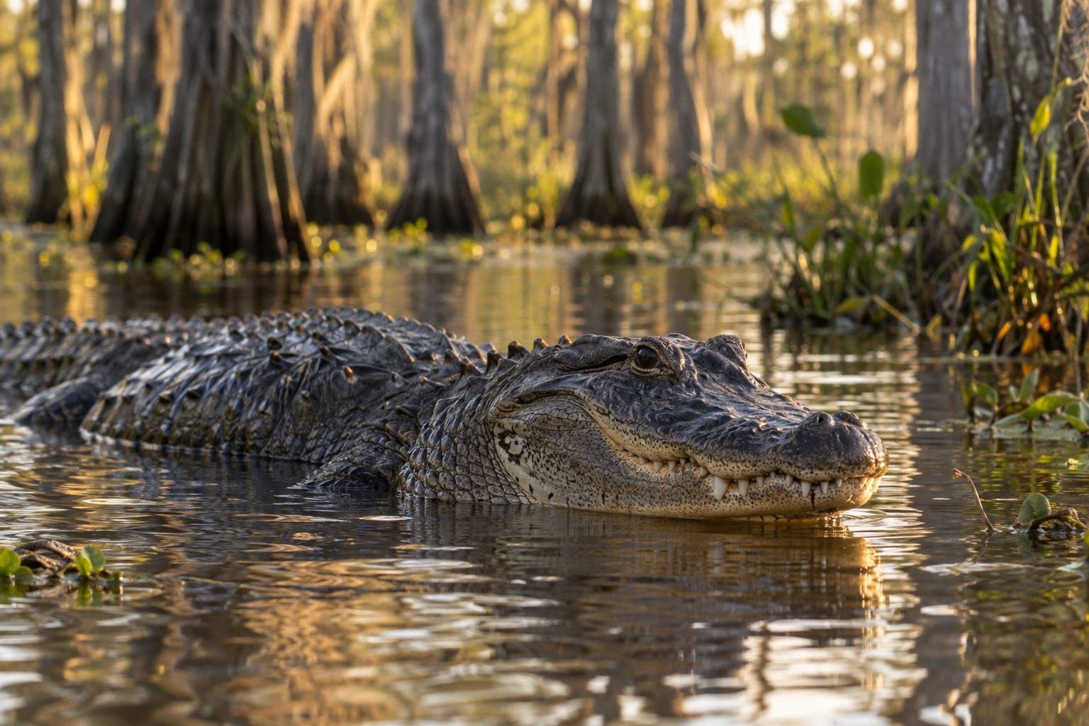 Un alligator d'Amérique du Nord dans son habitat naturel d'eau douce