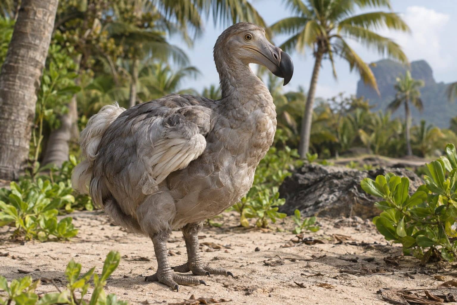 Un dodo adulte dans son environnement naturel de l'île Maurice