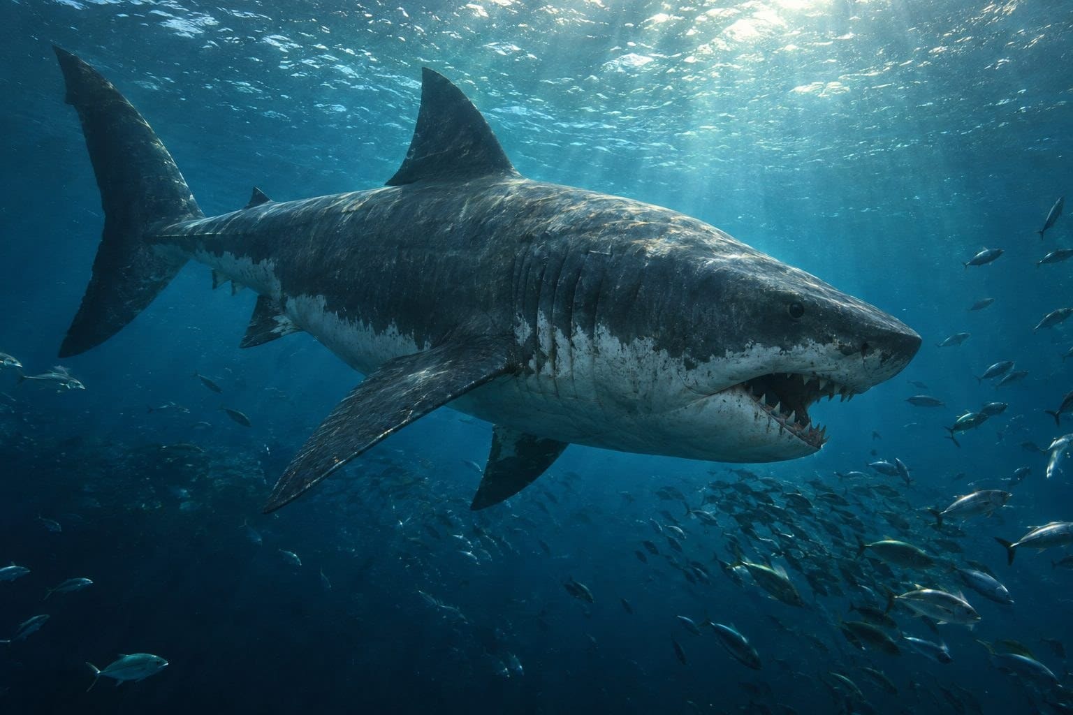 Mégalodon chassant en eaux chaudes