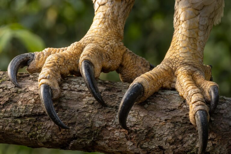 Gros plan détaillé des serres massives d'une harpie féroce
