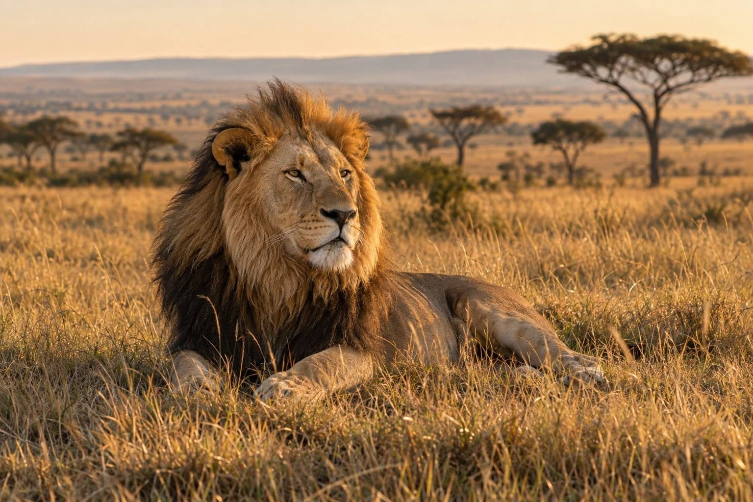 Lion d'Afrique du Sud au repos dans son habitat naturel