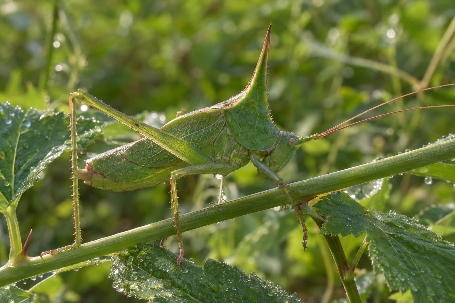 Sauterelle à épine sur une plante