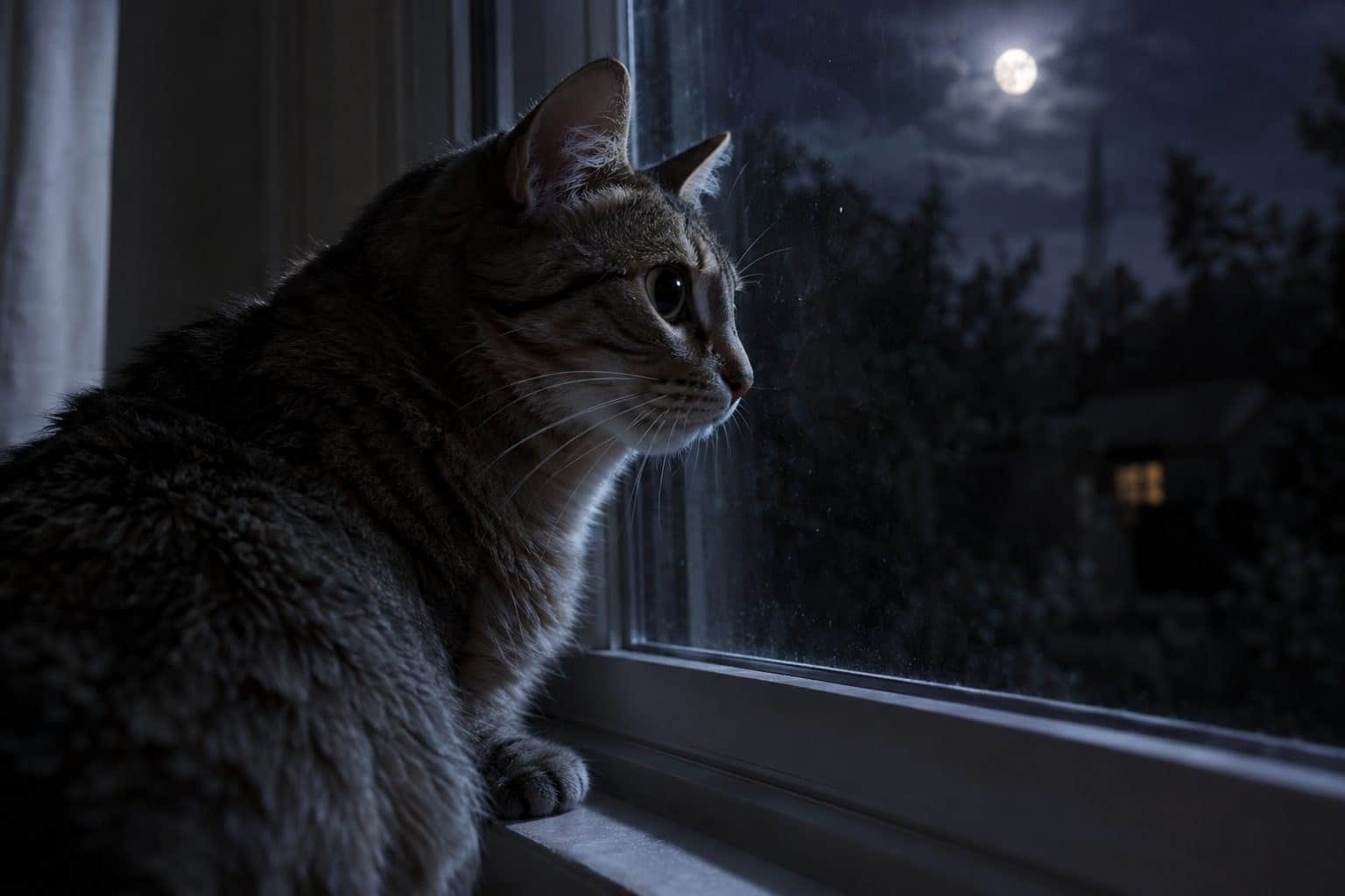 Miaulements face à la fenêtre : comment canaliser l’instinct nocturne de votre chat sans aggraver son anxiété