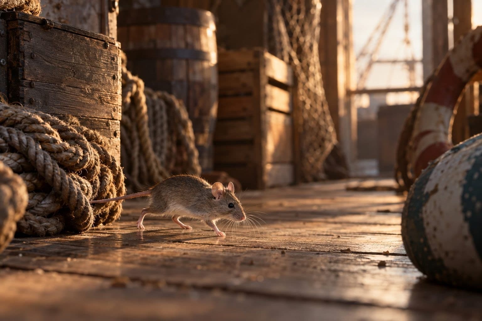 Souris grise en action, se déplaçant dans un environnement urbain années 1930 avec décors vintages
