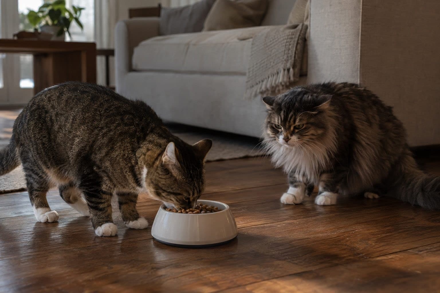 Partage de gamelle entre chats : pourquoi cette pratique banale génère rivalité et stress dans votre foyer