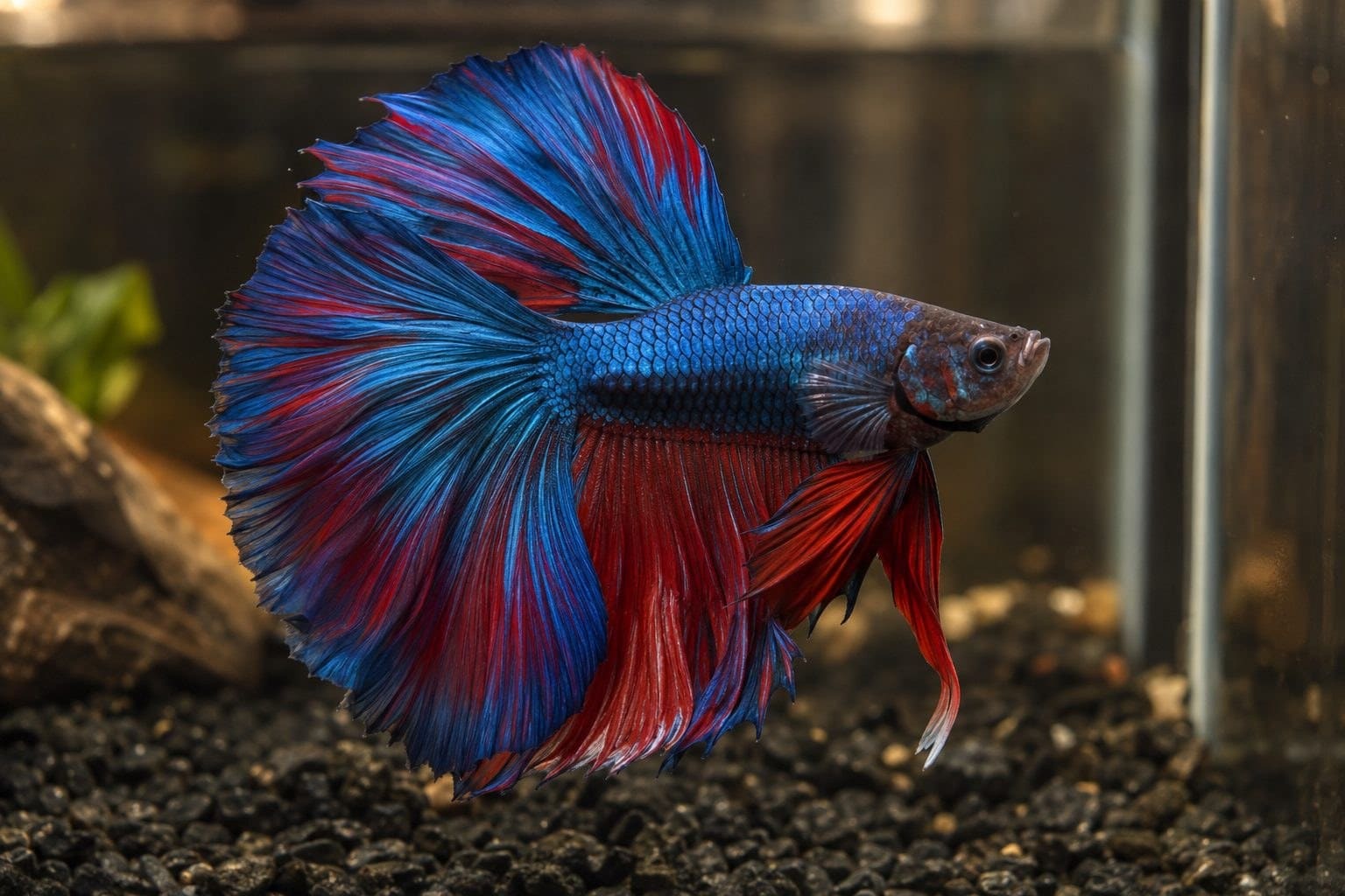 Poisson combattant mâle dans un petit aquarium