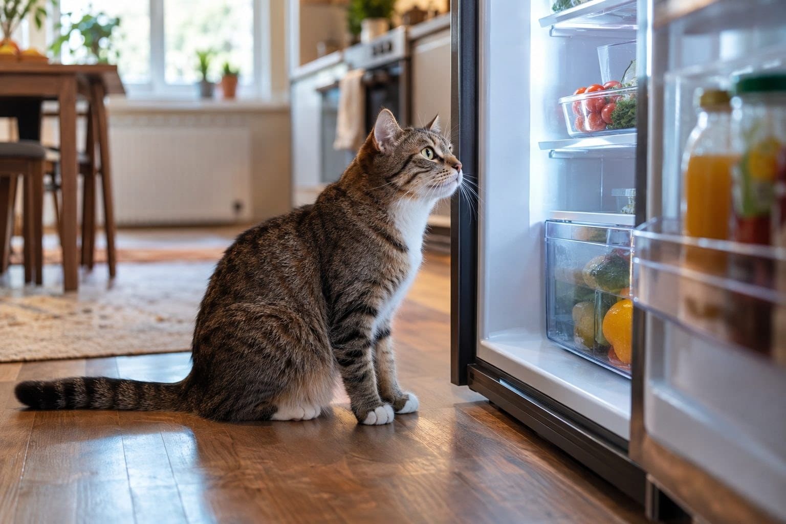 Réfrigérateur et chat domestique : pourquoi il attend devant la porte et comment décrypter ses attentes alimentaires
