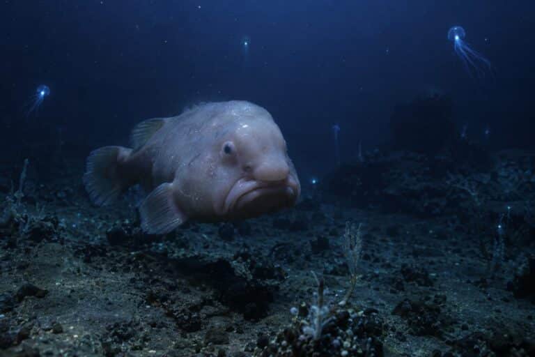 Blobfish (Psychrolutes marcidus) dans les profondeurs océaniques