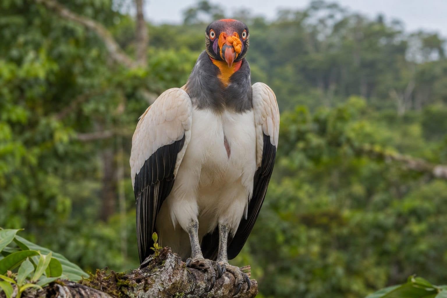 Sarcoramphe roi (vautour pape) perché de face