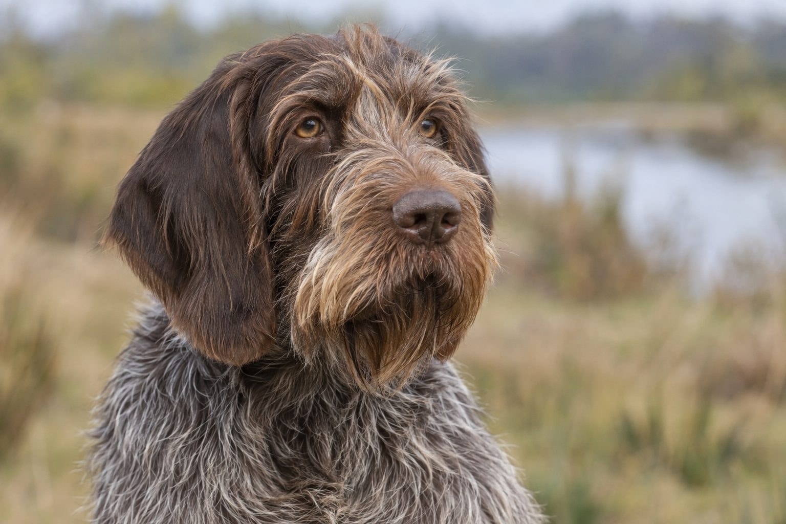 Griffon Korthals portrait avec ses traits distinctifs