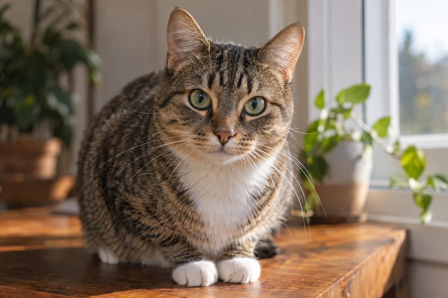 Chat de gouttière aux yeux expressifs et alerte
