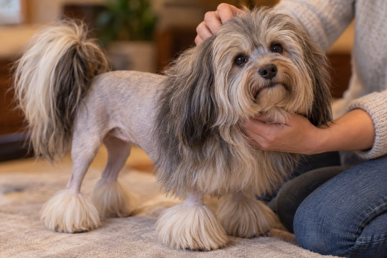 Petit Chien Lion avec son maître
