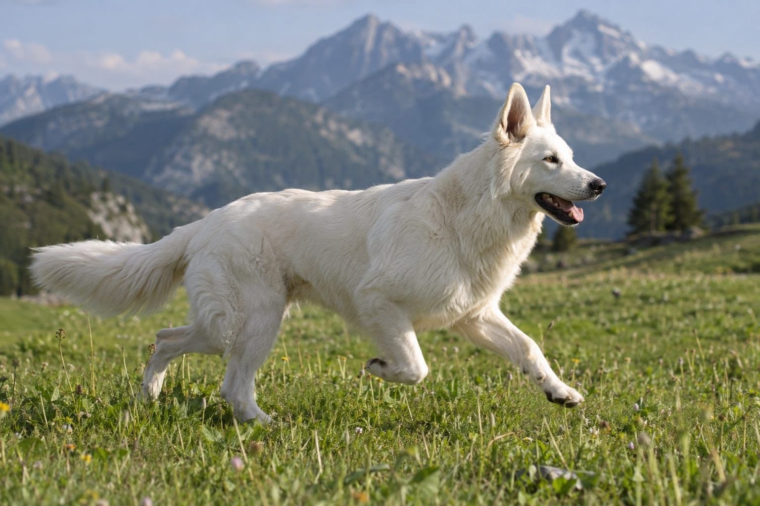 Berger Blanc Suisse en action sportive