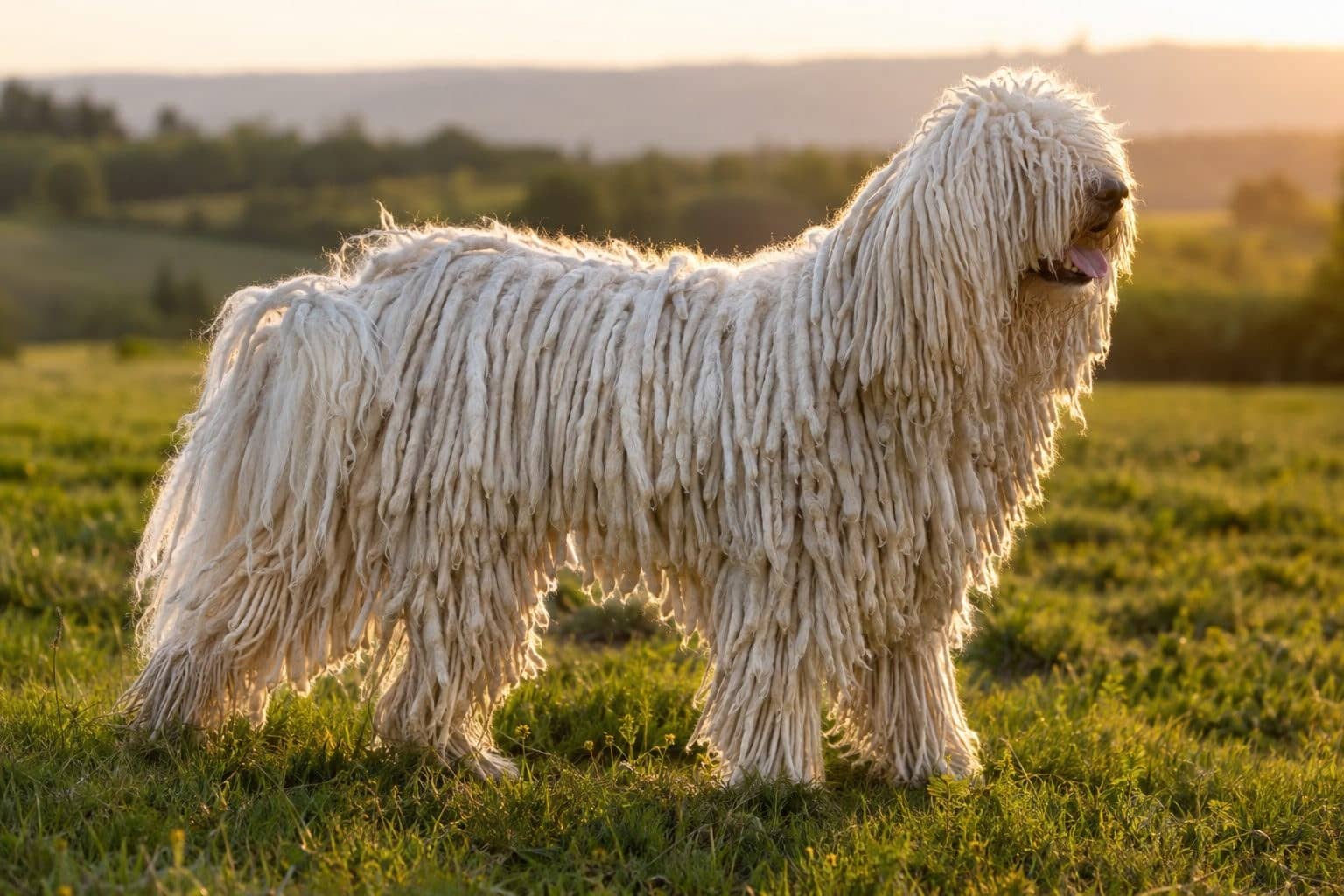 Komondor avec son pelage caractéristique en cordons