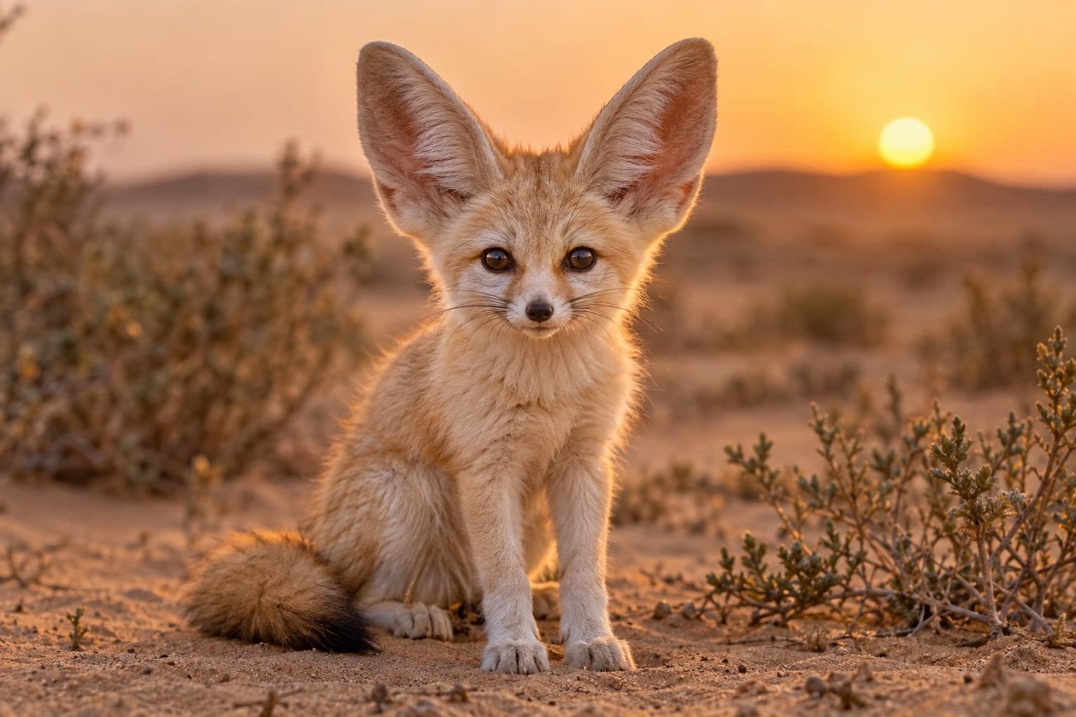 Fennec de face montrant ses longues oreilles
