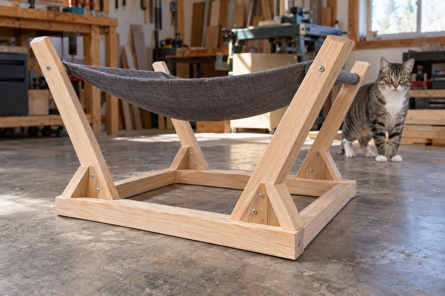 Pieds de la structure sciés et stabilisés avec renfort à la base