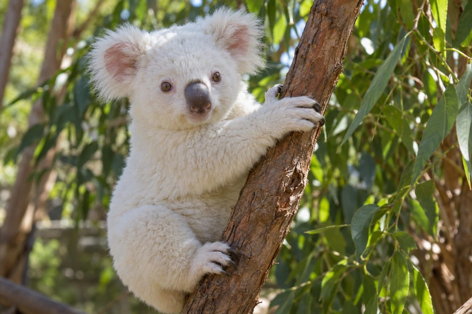 Un bébé koala blanc nouveau-né au zoo du Queensland, en Australie