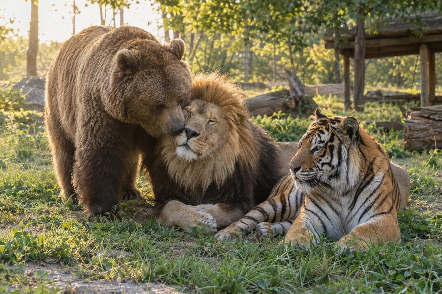 VIDÉO : un ours, un tigre et un lion sont les meilleurs amis du monde et c&rsquo;est beau à voir !