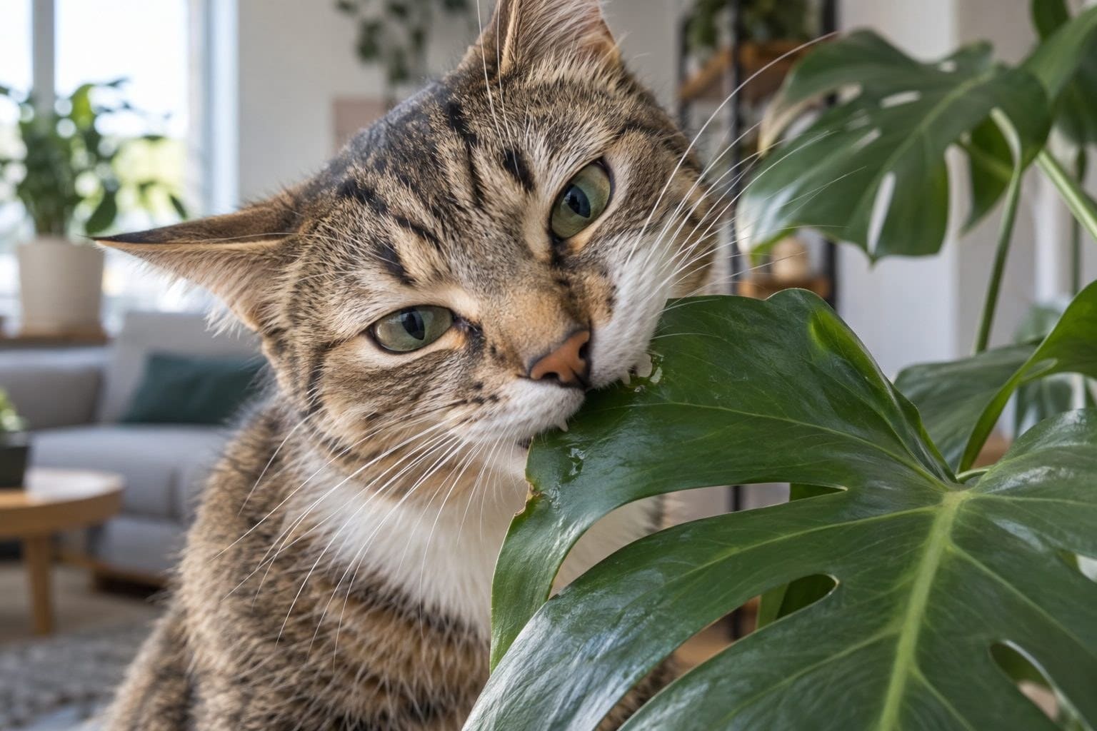 Votre chat grignote vos plantes d’intérieur : simples curiosités ou signes alarmants à surveiller ?
