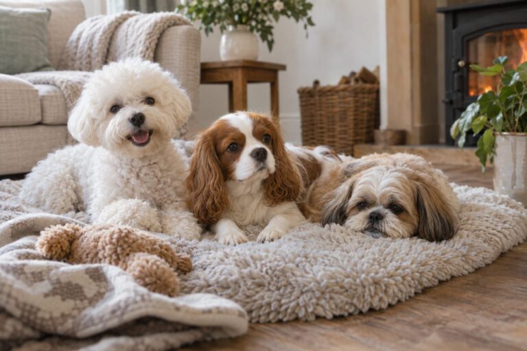 Image à la une : composition montrant plusieurs petites races de chiens calmes
