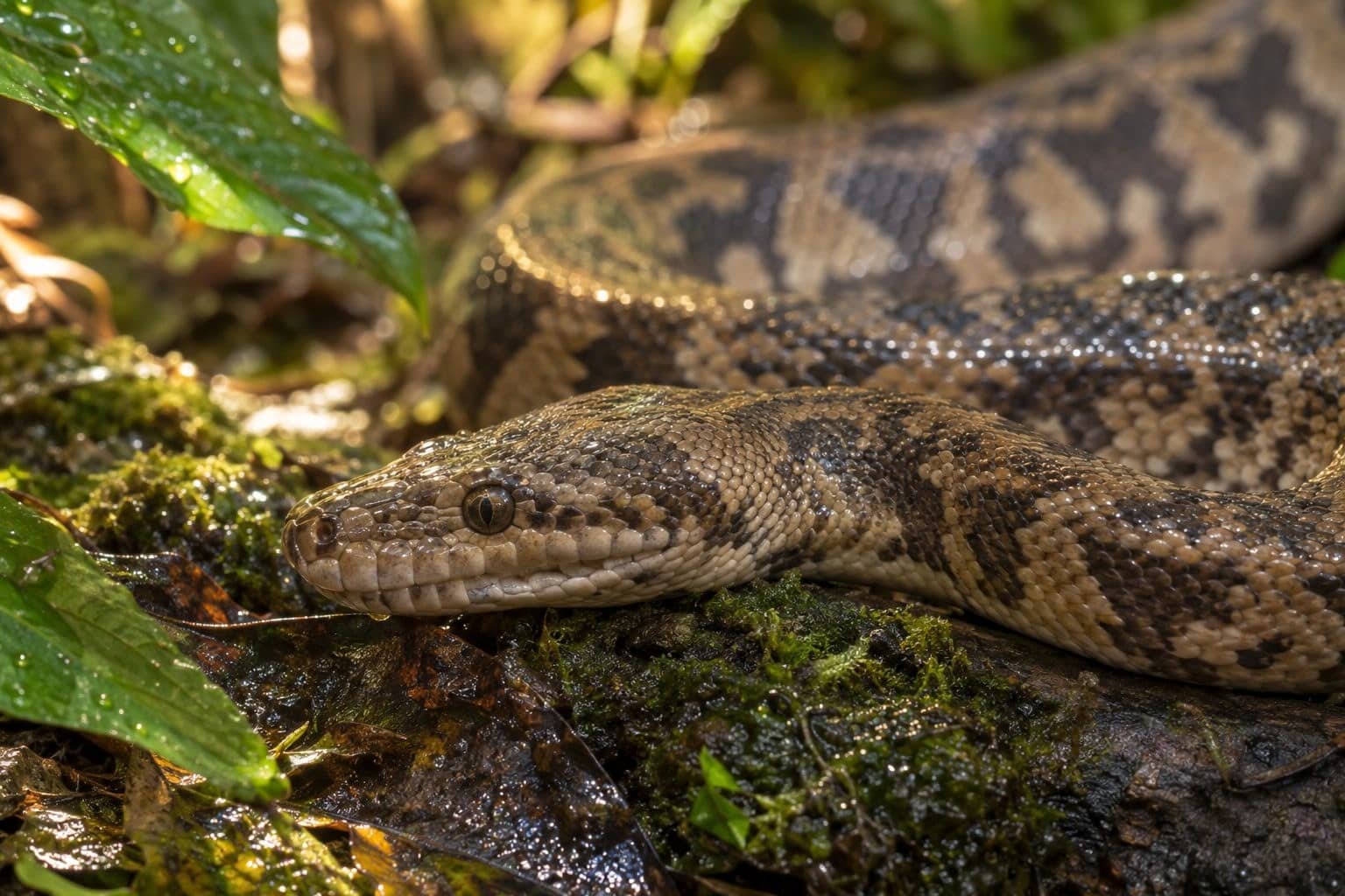 Python de Children - détail de la tête avec humidité